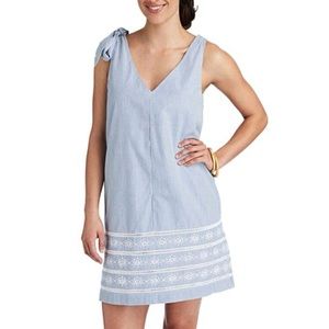 Vineyard Vines Moonshine Sandbar Stripe Bow Sleeveless V-Neck Dress